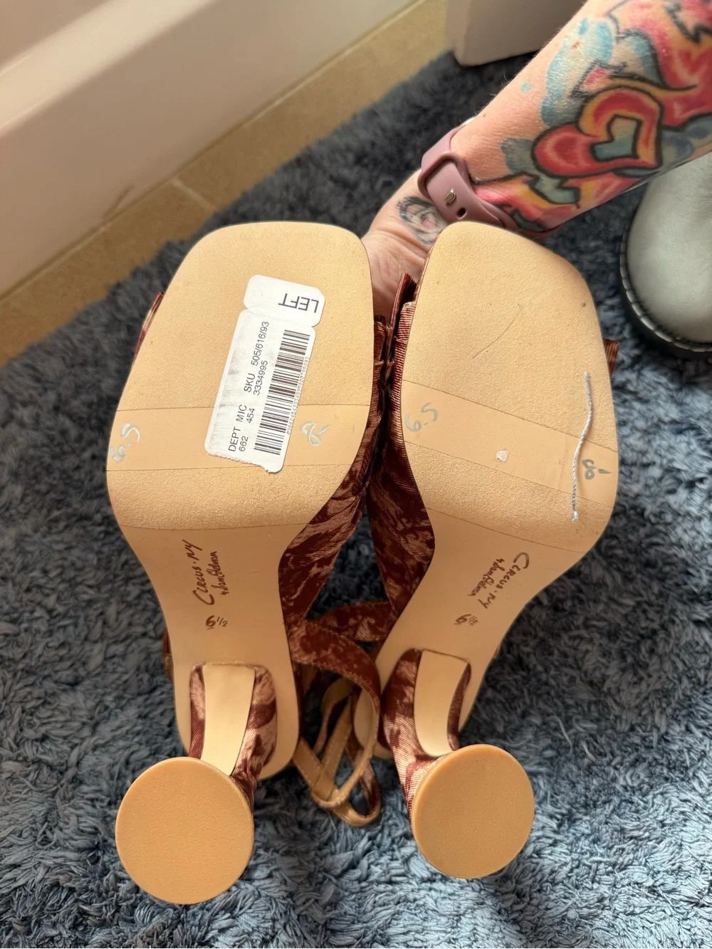 Circus by Sam Edelman Brown Floral Satin Bow Slingback Heels